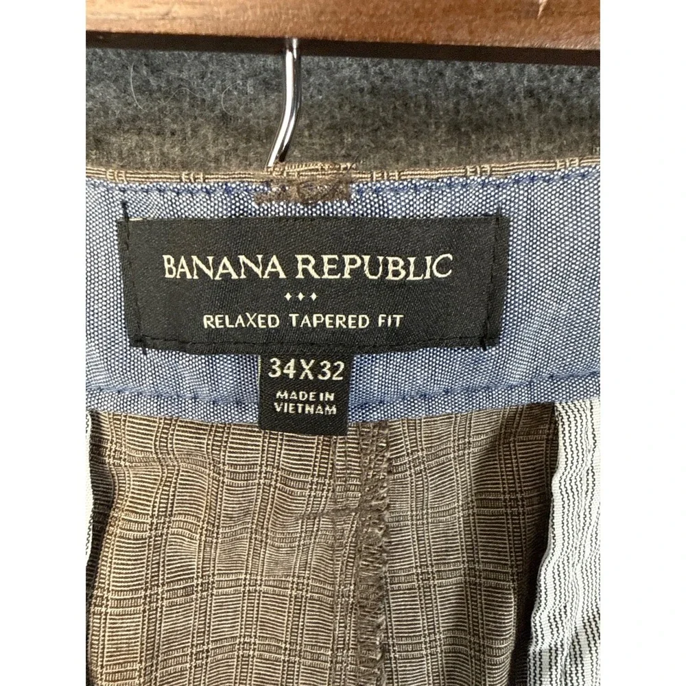 Banana Republic Relaxed Tapered Fit Pants‎ Mens 34x27 Altered Textured Gentleman